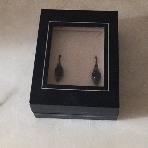 Sterling silver with purple stone drop earrings - Picture 4 of 7